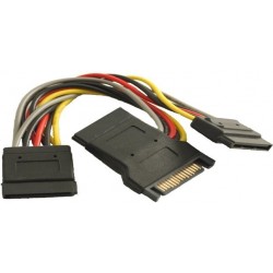 SATA kabel med 3x strømstik