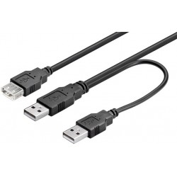 USB forlængerkabel med to...